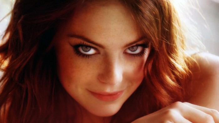 Emma Stone close up portrait with red hair
