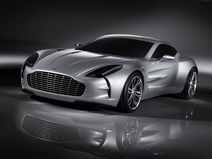 Silver Aston Martin One-77 Luxury Sports Car