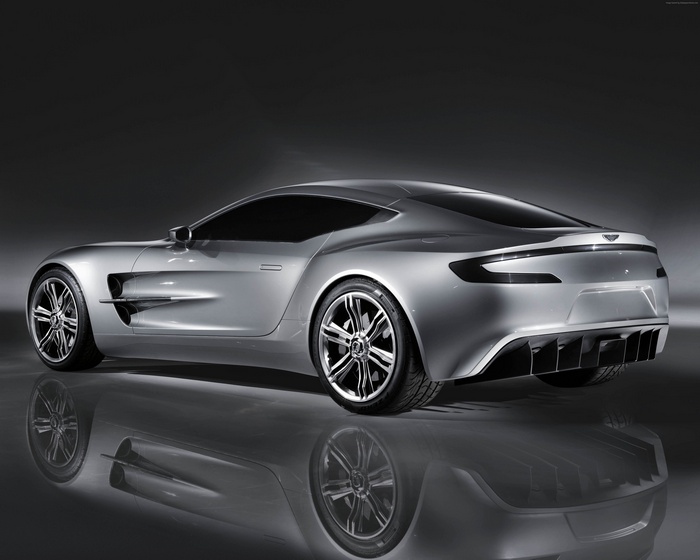Silver Aston Martin One-77 Sports Car