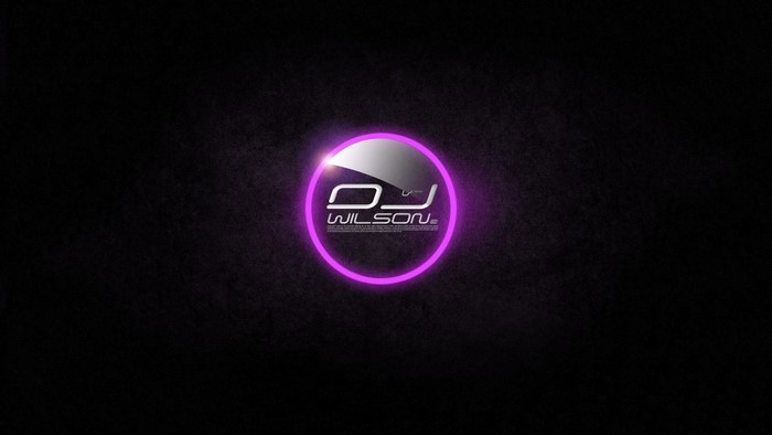 DJ Wilson logo with purple neon circle
