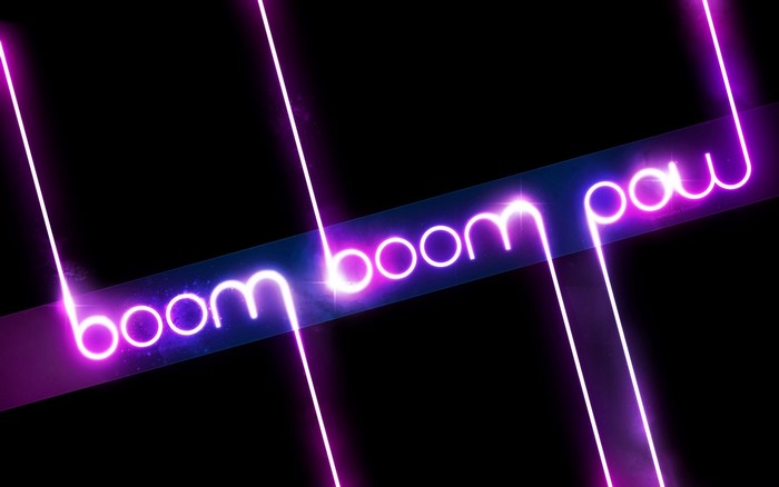 Boom boom paw neon text with purple lights