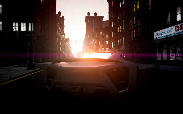 Zenvo ST1 in Liberty City at sunset