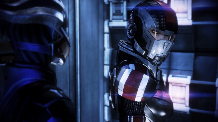 Mass Effect 2 screenshot featuring two armored characters