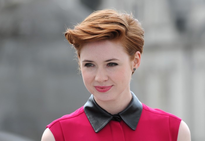 Karen Gillan with short red hair
