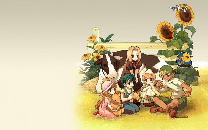 Mabinogi anime illustration with children and a cow