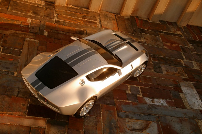 Silver Ford Shelby GR-1 concept sports car with stripes