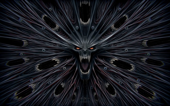Demonic creature with many eyes and sharp teeth
