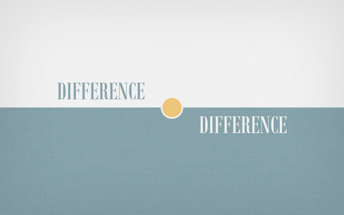 Two instances of the word DIFFERENCE separated by a circle
