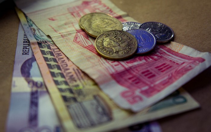 Philippine Pesos banknotes and coins
