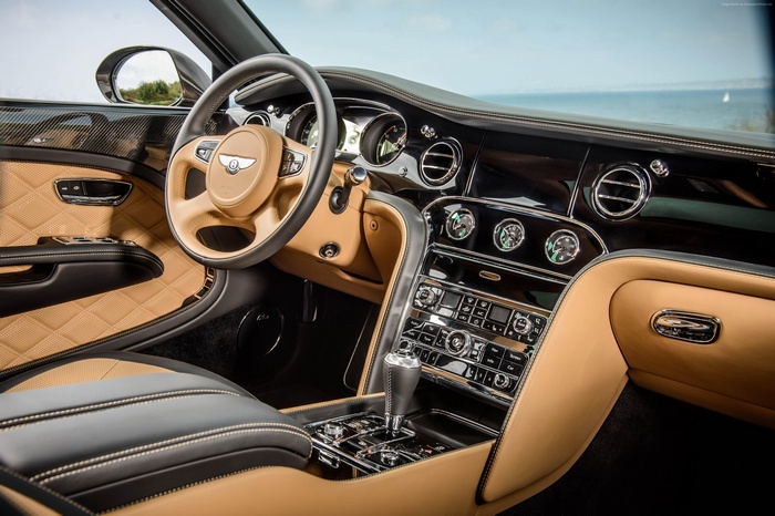 Bentley Mulsanne interior with leather and wood trim