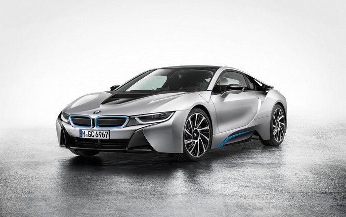 Silver BMW i8 Sports Car