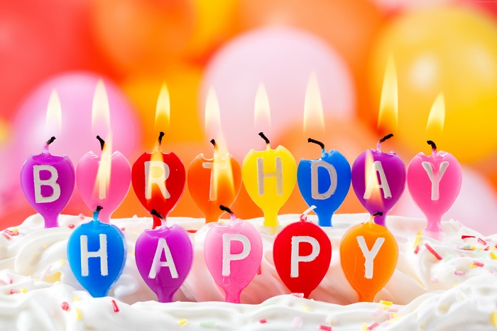 Happy Birthday candles on a cake