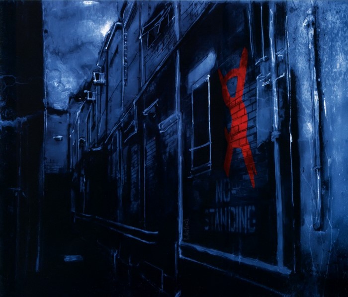 Graffiti in a dark alleyway