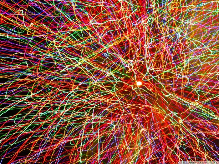 Abstract colorful light painting with fireworks effect