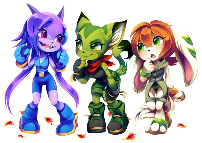 Lilac, Carol, and Milla from Freedom Planet