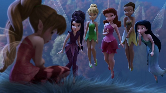 Tinkerbell and friends in a mystical forest