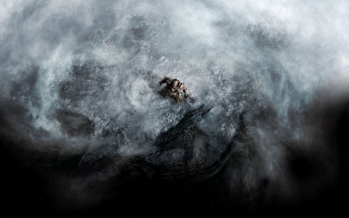 Dragonborn fighting a dragon in The Elder Scrolls V Skyrim
