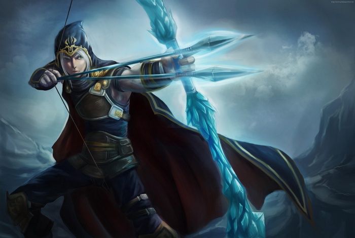 Ashe from League of Legends with a bow
