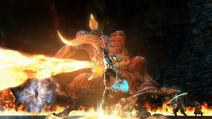 Final Fantasy XIV A Realm Reborn: Monster battle with fire