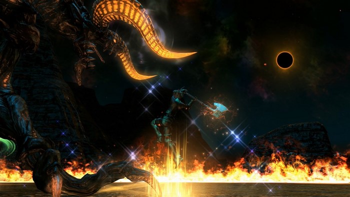 Final Fantasy XIV A Realm Reborn: Dragon and Warrior in Space