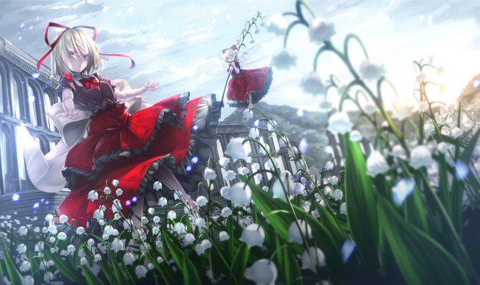 Medicine Melancholy from Touhou Project in a field of lilies