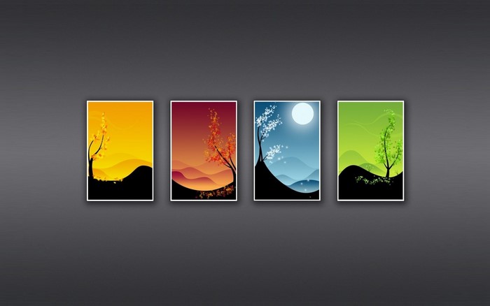 Minimalist Four Seasons Landscape Illustrations