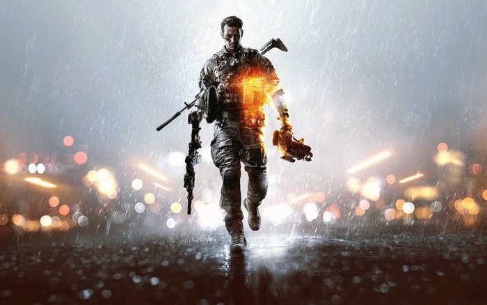 Soldier in Battlefield 4 with explosion