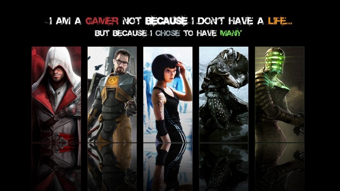 Assassins Creed, Half Life 2, Mirrors Edge, The Elder Scrolls V Skyrim, Dead Space characters
