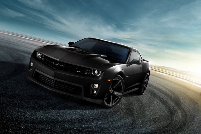 Black Chevrolet Camaro ZL1 on a Racetrack