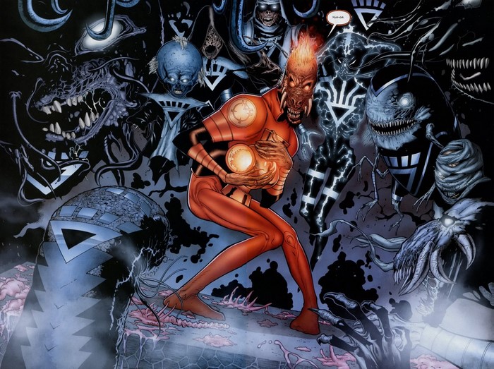 Larfleeze and Black Lanterns from DC Comics