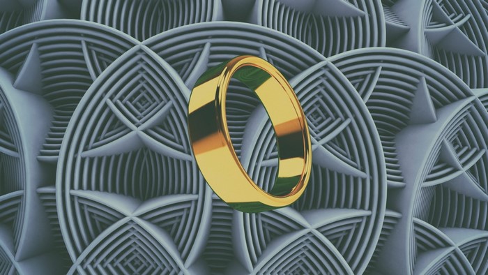 Gold ring on a fractal background