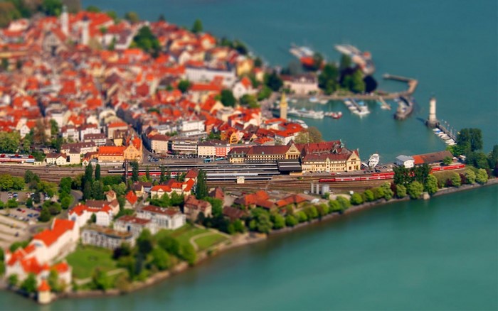 Lindau, Germany cityscape with harbor and Lake Constance
