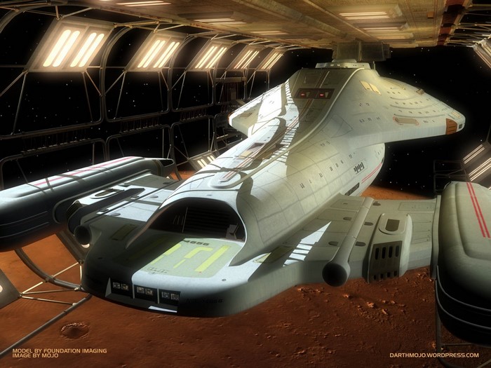 Star Trek: Voyager in a space dock