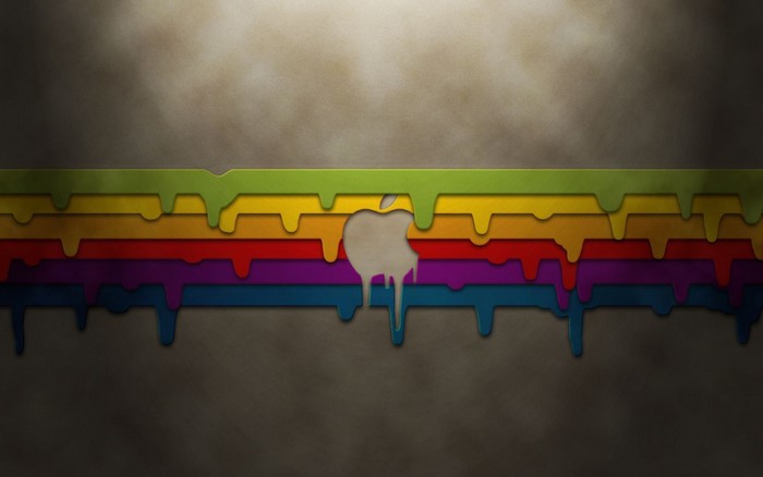 Apple logo with melting rainbow stripes