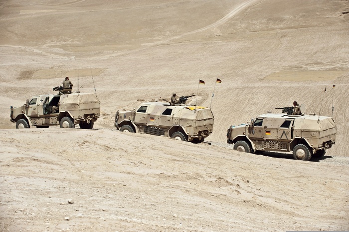 Bundeswehr ATF Dingo infantry mobility vehicles in convoy