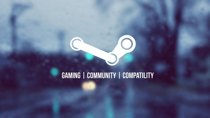 Steam logo with text GAMING COMMUNITY COMPATIBILITY