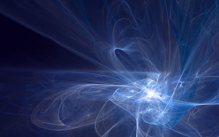 Abstract blue fractal art with light and waves