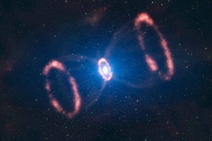 Exploding star nebula in outer space