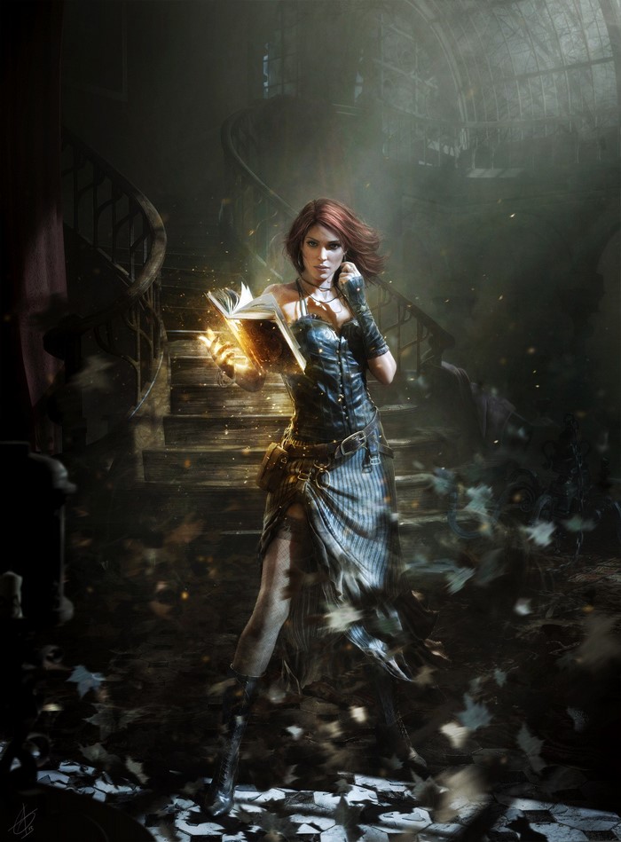 Triss Merigold from The Witcher casting a spell