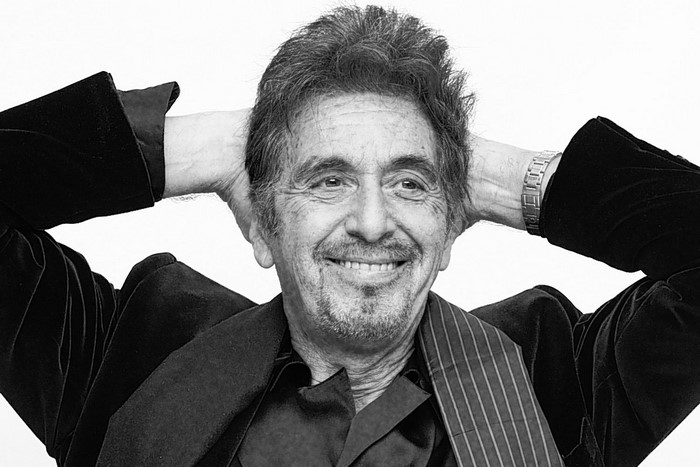 Al Pacino with hands behind his head