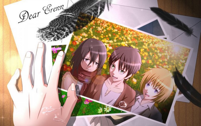 Mikasa, Eren, and Armin from Attack on Titan