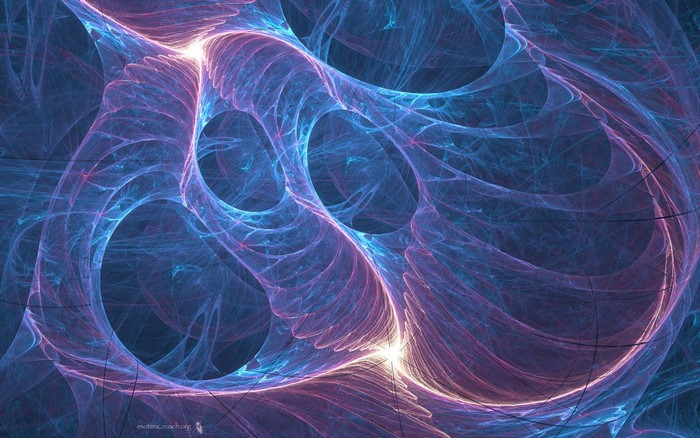 Abstract fractal art with blue and pink swirling patterns