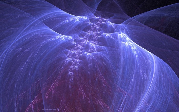 Abstract fractal art with blue and purple nebulae