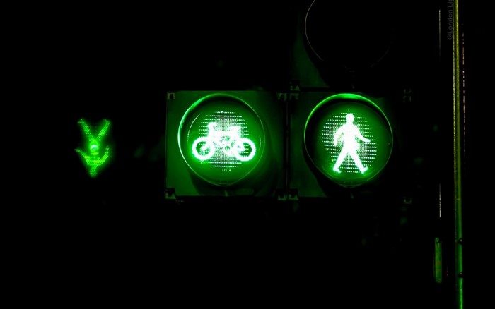Green traffic lights for bicycles and pedestrians