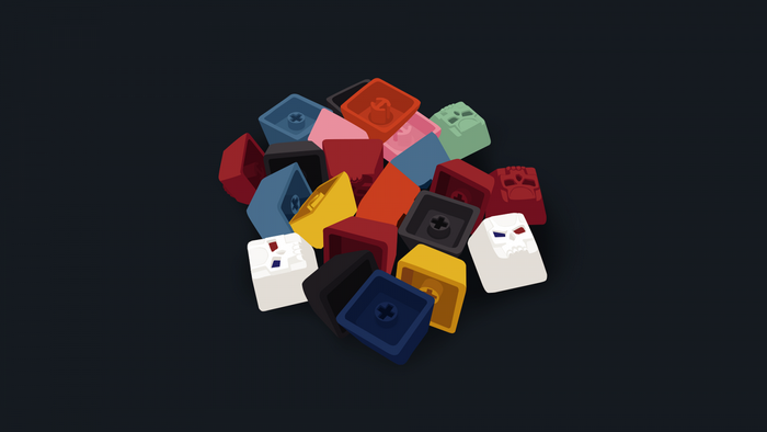 Pile of colorful mechanical keyboard keycaps