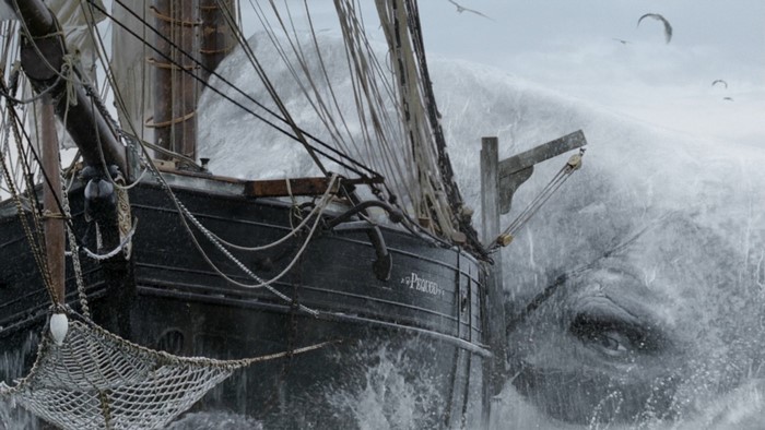 Whale attacking a sailing ship