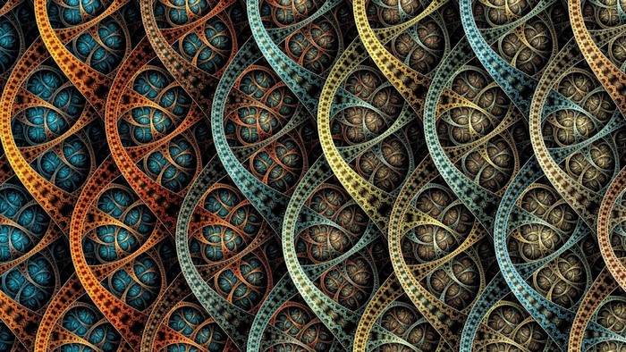 Abstract fractal pattern with geometric shapes and textures