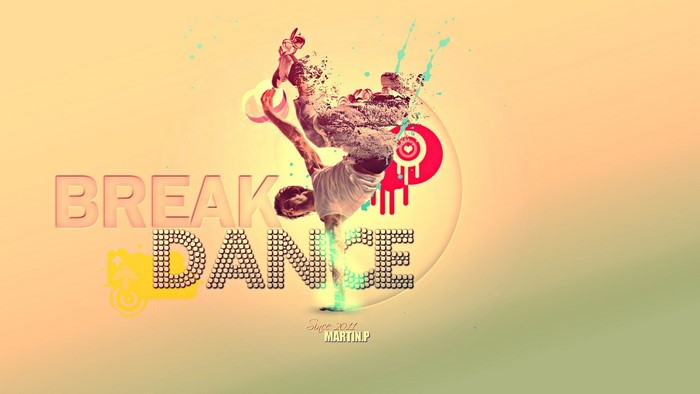 Break Dance illustration with dancer and text