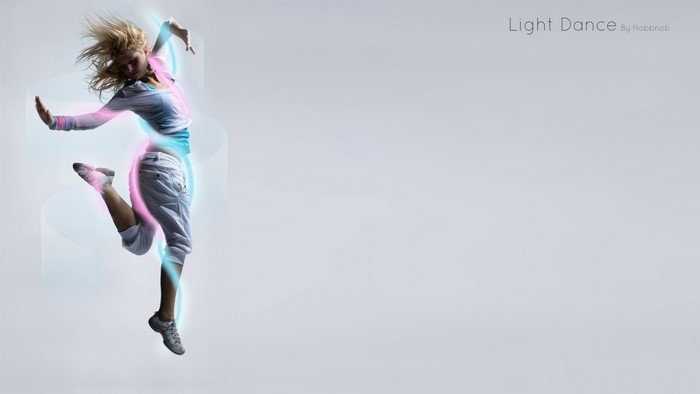Dancer with light trails
