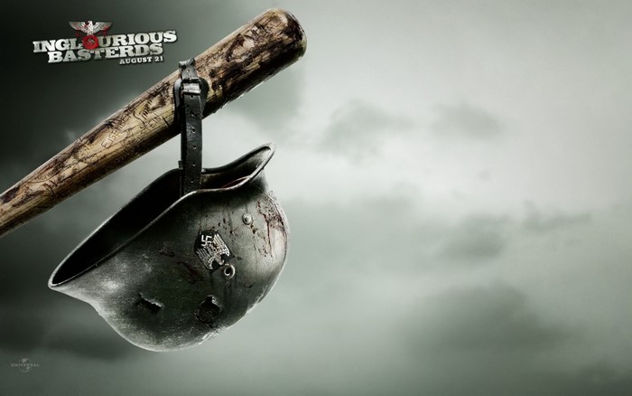 Inglourious Basterds baseball bat with Nazi helmet